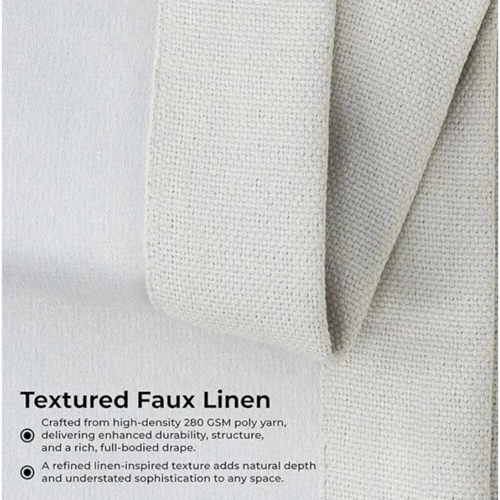 Faux Linen Curtains for Living Room, Room Darkening Curtains (1 Panel)- Taupe - Picture 3 of 6